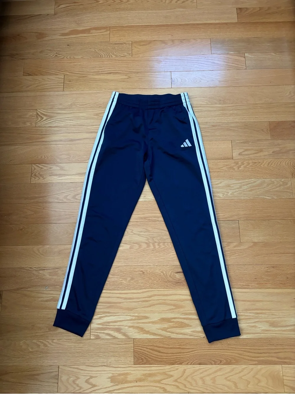 adidas Navy Track Joggers with White Side Stripes